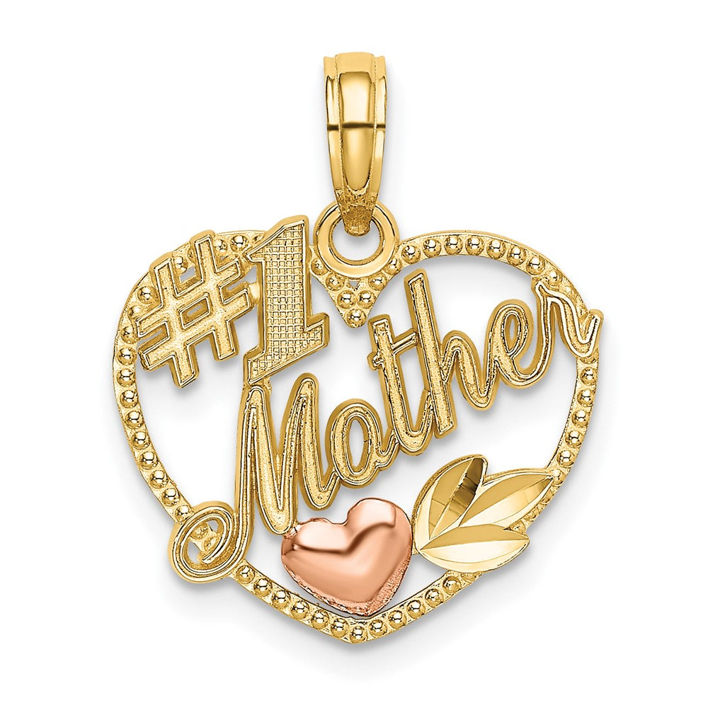 10K Two-Tone Two-Tone Heart W/ #1 Mother Charm