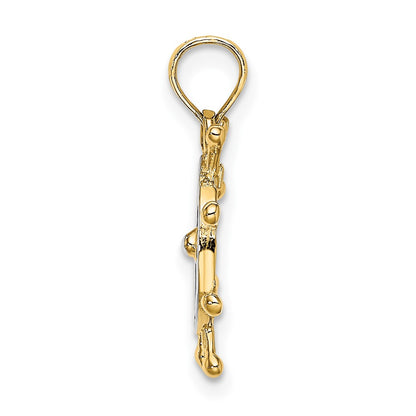 10K Yellow W/Rhodium 10K W/ Rhodium Ships Wheel Pendant