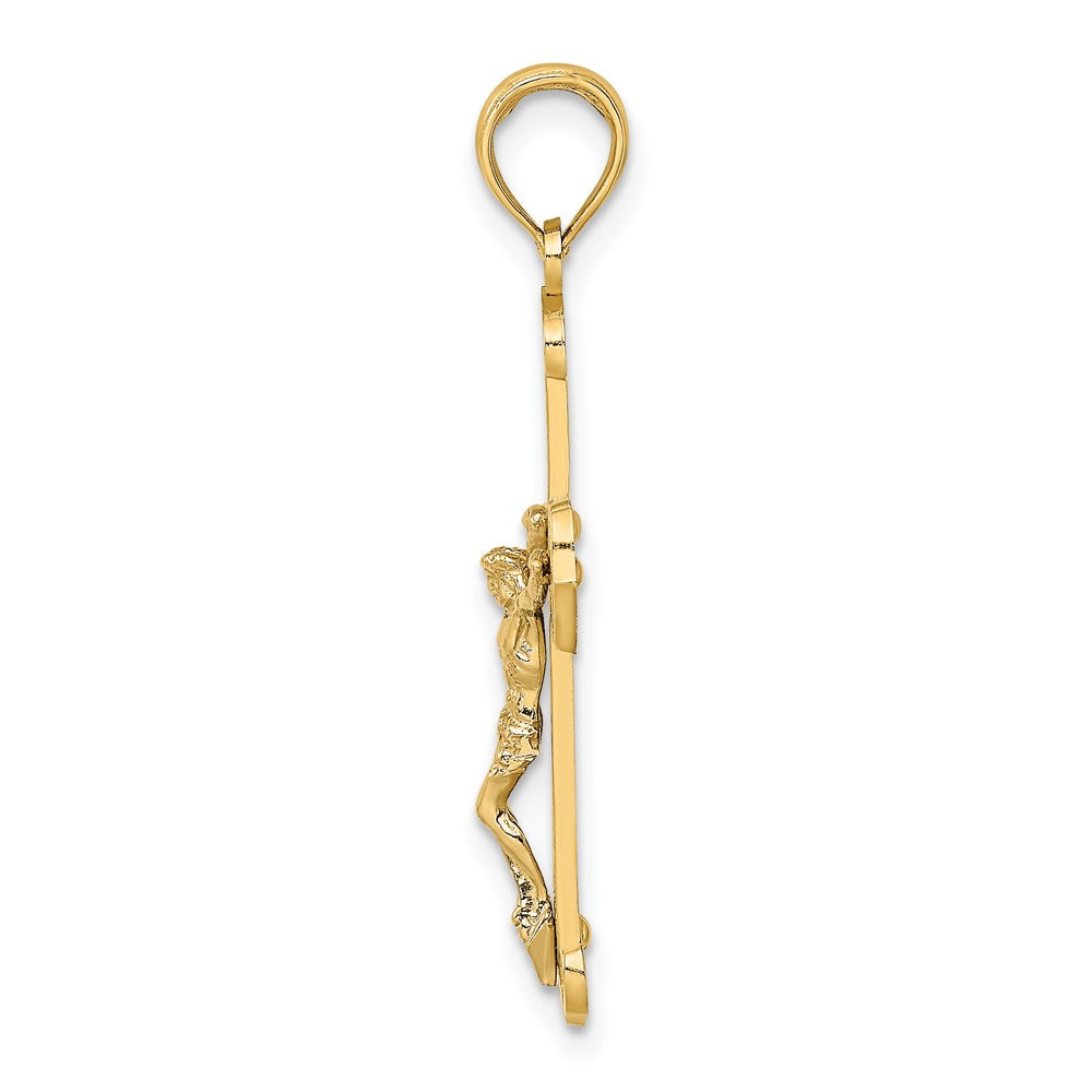 10K Two-Tone 10K Engraved Crucifix Charm