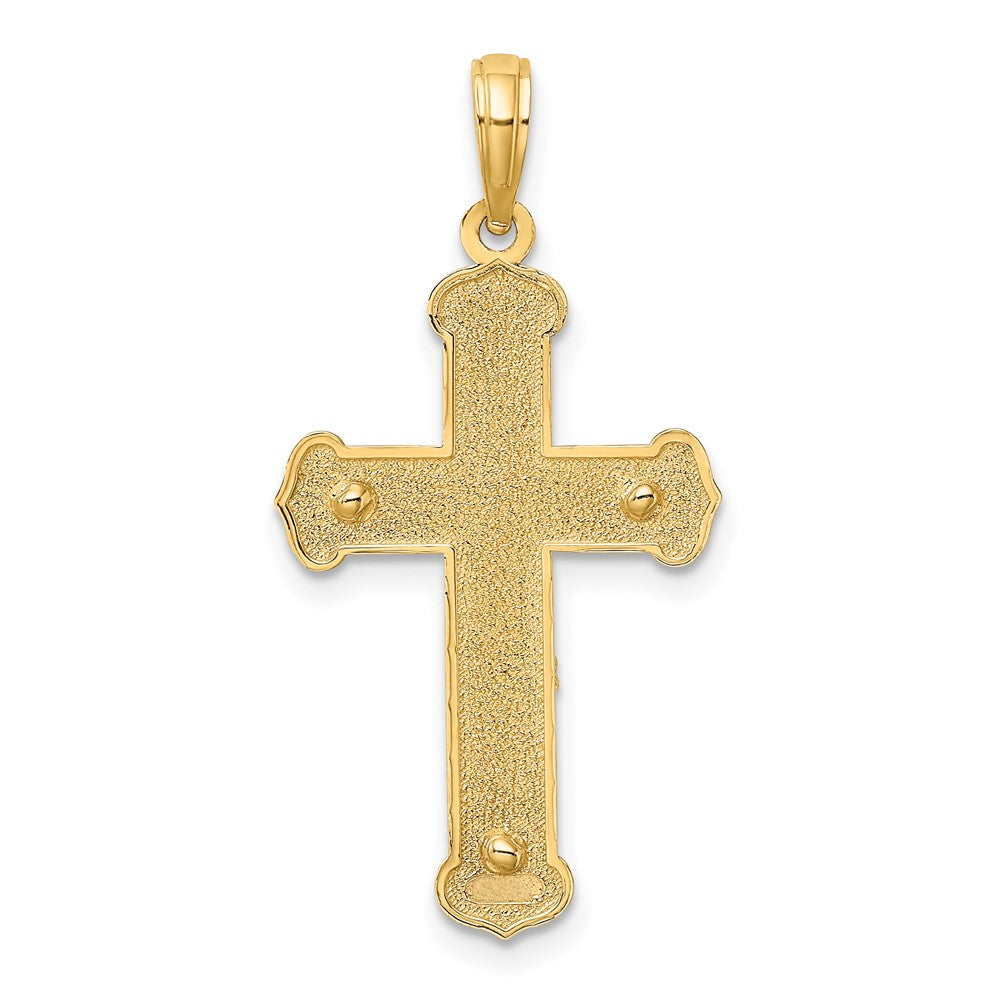 10K Two-Tone 10K Engraved Crucifix Charm