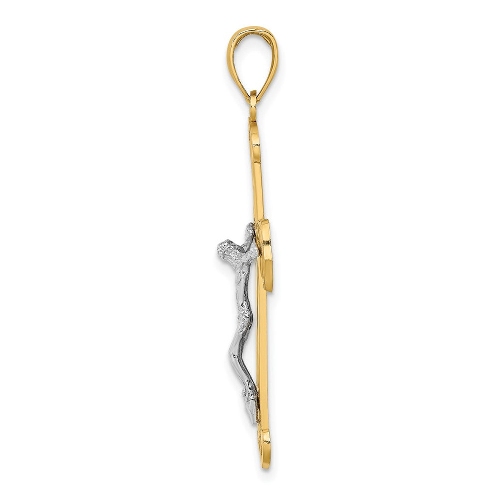 10K Two-Tone 10K Engraved Crucifix Charm