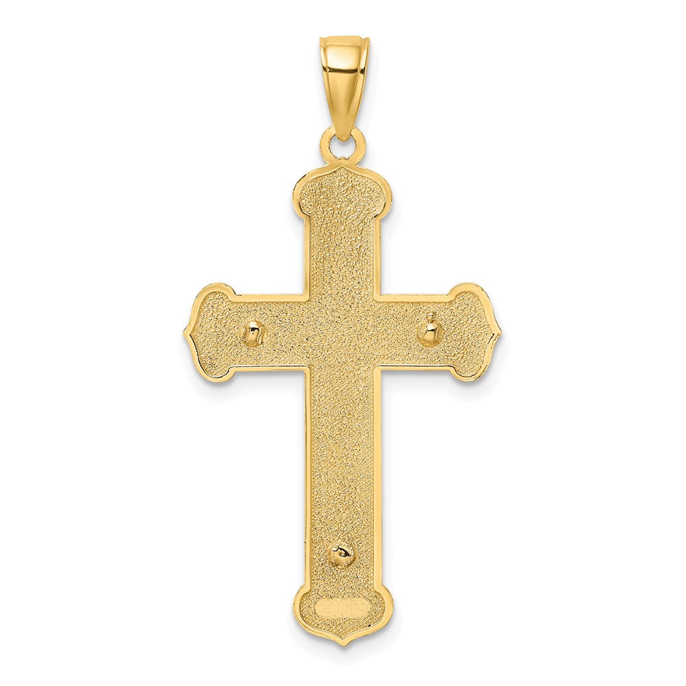 10K Two-Tone 10K Engraved Crucifix Charm