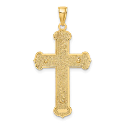 10K Two-Tone 10K Engraved Crucifix Charm