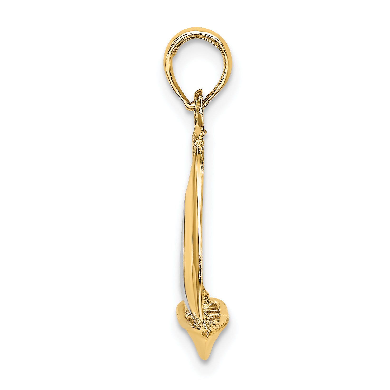 10K Yellow W/Rhodium 10K W/ Rhodium 3-D Polished Sailboat Charm
