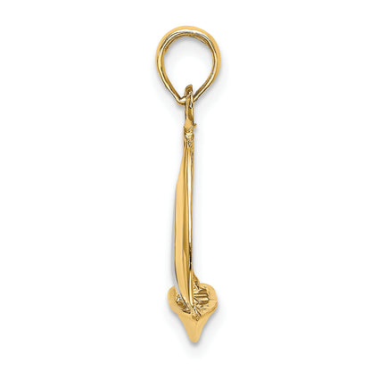 10K Yellow W/Rhodium 10K W/ Rhodium 3-D Polished Sailboat Charm