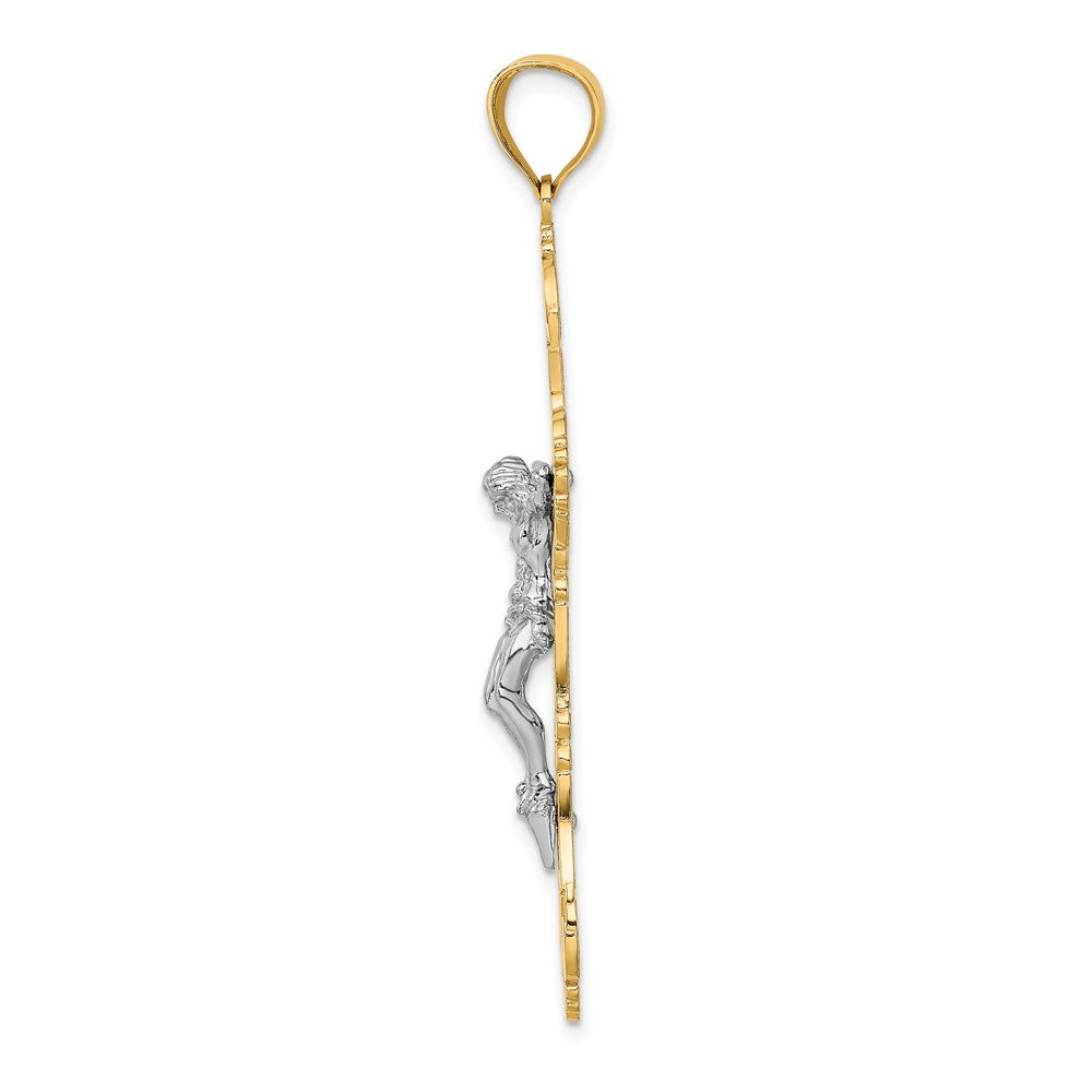 10K Yellow W/Rhodium 10K W/ Rhodium Crucifix Charm