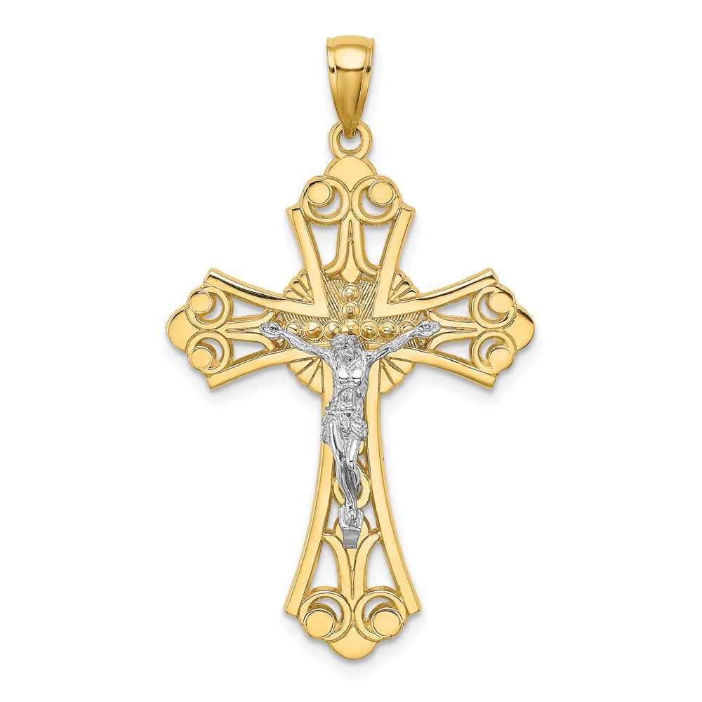 10K Two-Tone 10K Cut-Out Crucifix Charm