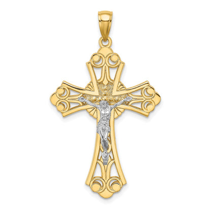 10K Two-Tone 10K Cut-Out Crucifix Charm