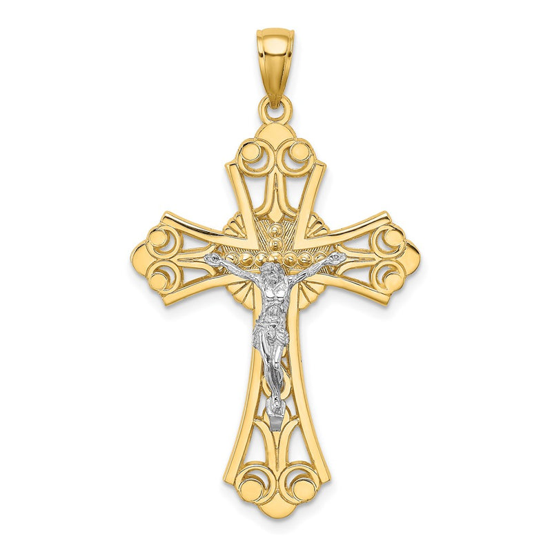 10K Two-Tone 10K Cut-Out Crucifix Charm