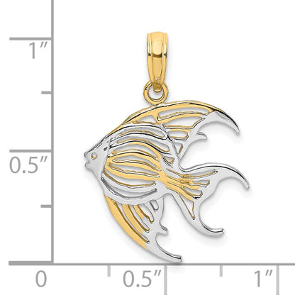 10K Yellow W/Rhodium W/ Rhodium Cut-Out Angelfish Charm