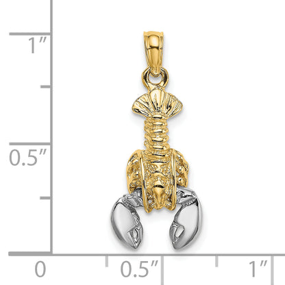 10K Yellow W/Rhodium 10K 2-D Moveable Lobster Charm