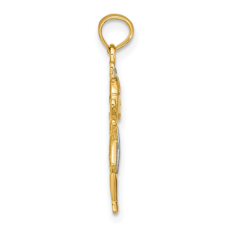 10K Yellow W/Rhodium 10K Textured Girl Charm