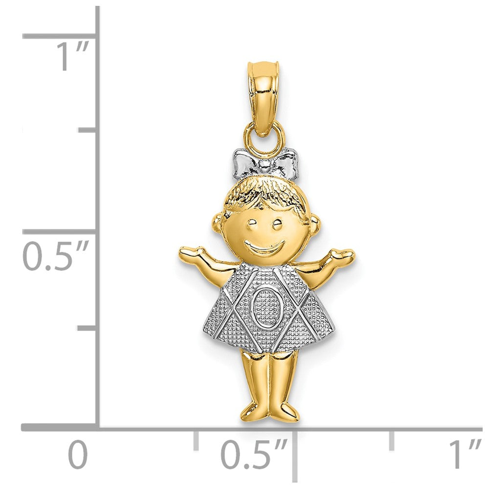 10K Yellow W/Rhodium 10K Textured Girl Charm