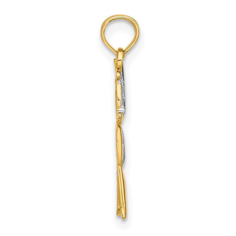 10K Yellow W/Rhodium 10K Textured Boy Charm