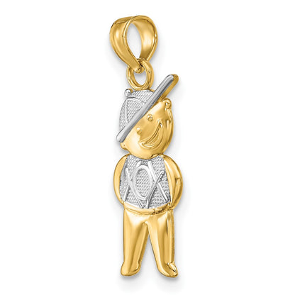 10K Yellow W/Rhodium 10K Textured Boy Charm