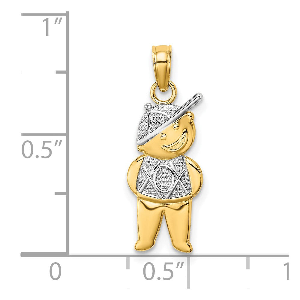 10K Yellow W/Rhodium 10K Textured Boy Charm