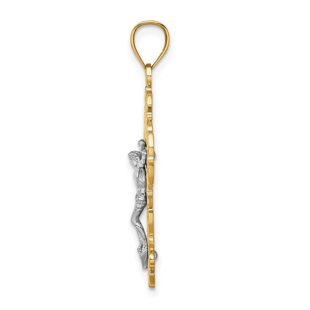 10K Two-Tone 10K Two-Tone W/Lace Trim Crucifix Charm