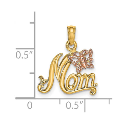 10K Two-Tone 10K Two-Tone Mom W/ Butterfly Charm