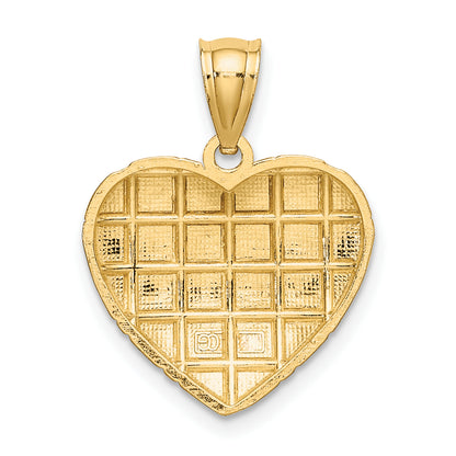 10K Yellow W/Rhodium 10K W/ Rhodium D/C Heart Charm