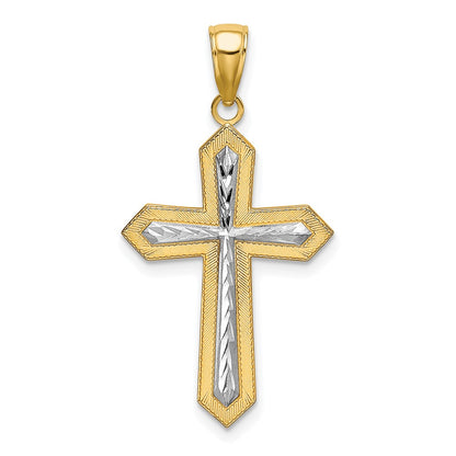 10K Yellow W/Rhodium 10K W/ Rhodium D/C Cross Pendant