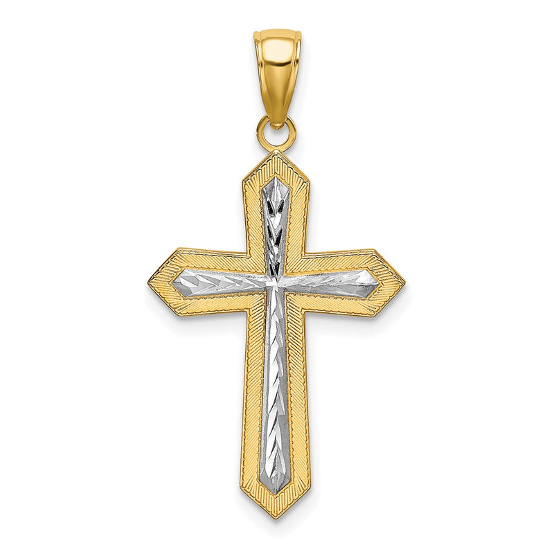 10K Yellow W/Rhodium 10K W/ Rhodium D/C Cross Pendant
