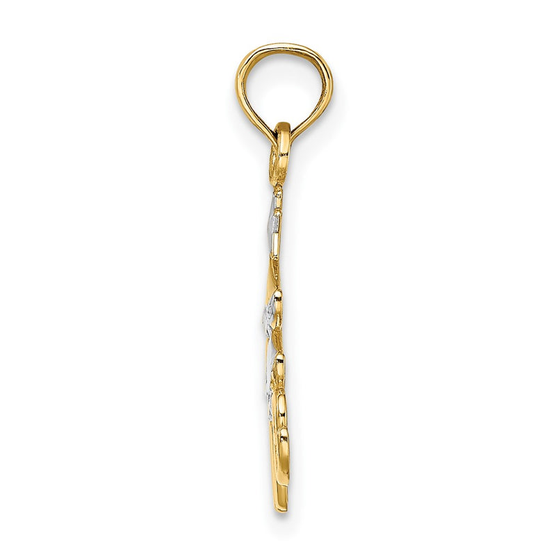 10K Yellow W/Rhodium 10K W/ Rhodium Christmas Tree Charm