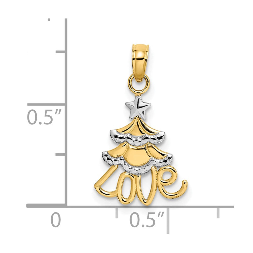 10K Yellow W/Rhodium 10K W/ Rhodium Christmas Tree Charm