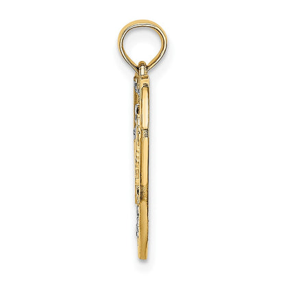 10K Yellow W/Rhodium 10Kw/Rhodium Dream In Heart W/ D/C Star Accents Charm