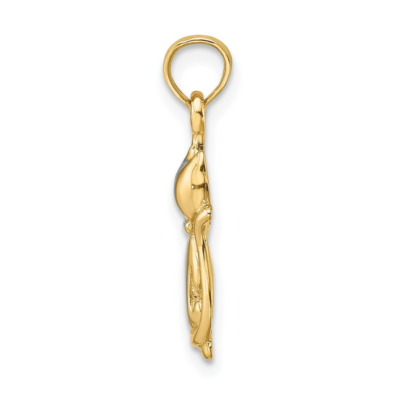 10K Yellow W/Rhodium 10K W/ Rhodium Polished Cat And Kitten Charm