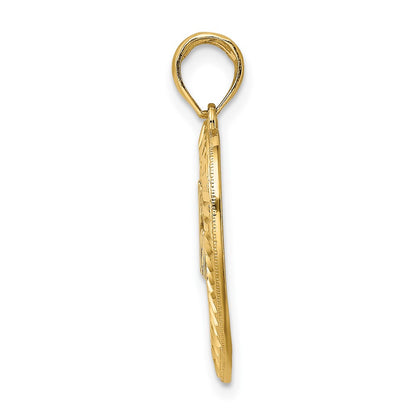 10K Yellow W/Rhodium 10K W/ Rhodium D/C Heart Frame Mom Charm