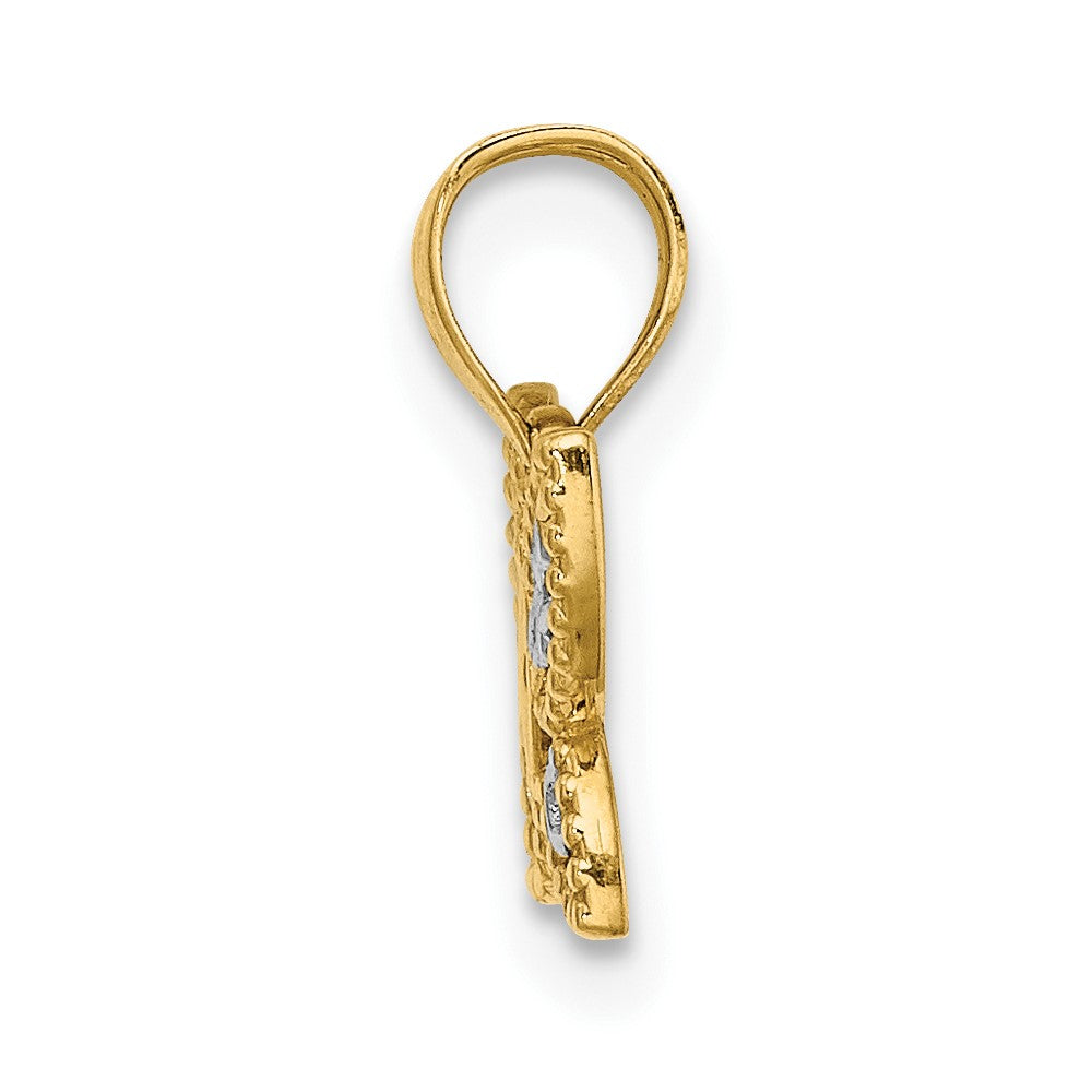 10K Yellow W/Rhodium W/ Rhodium Mini D/C Butterfly Charm