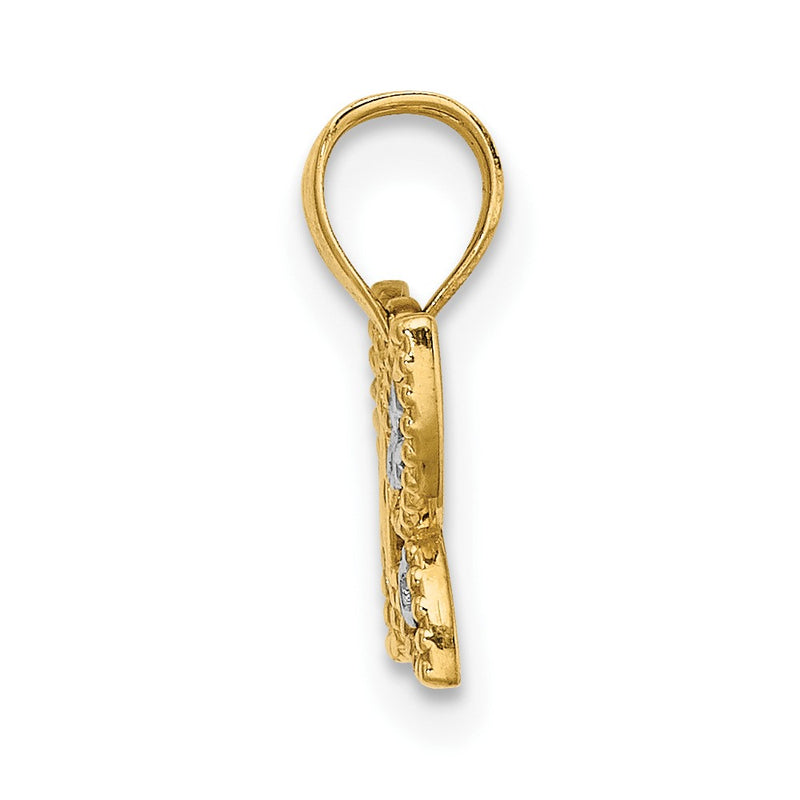 10K Yellow W/Rhodium W/ Rhodium Mini D/C Butterfly Charm