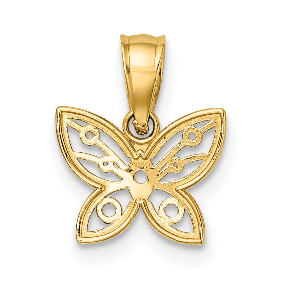 10K Yellow W/Rhodium W/ Rhodium Mini D/C Butterfly Charm
