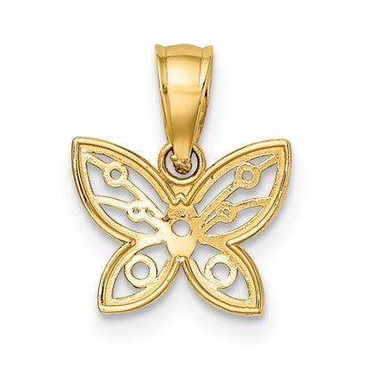 10K Yellow W/Rhodium W/ Rhodium Mini D/C Butterfly Charm