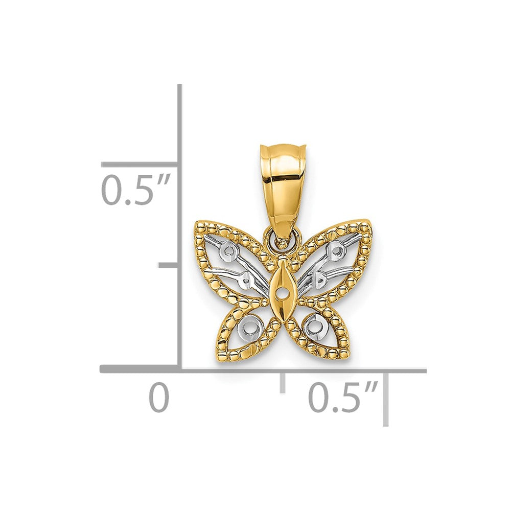 10K Yellow W/Rhodium W/ Rhodium Mini D/C Butterfly Charm