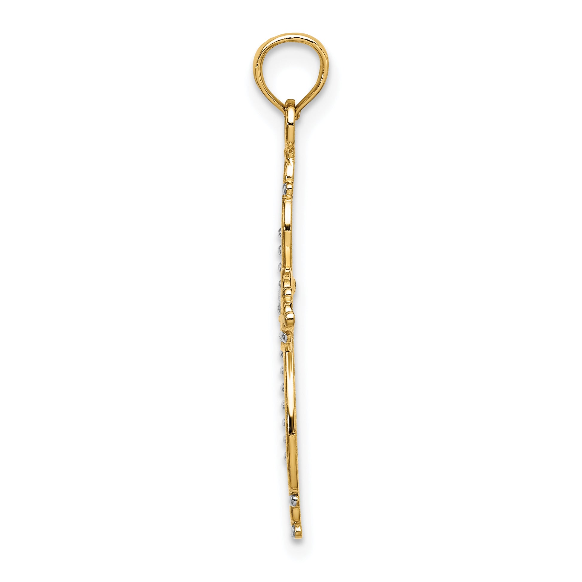 10K Yellow W/Rhodium 10K W/ Rhodium Beaded Cross Charm