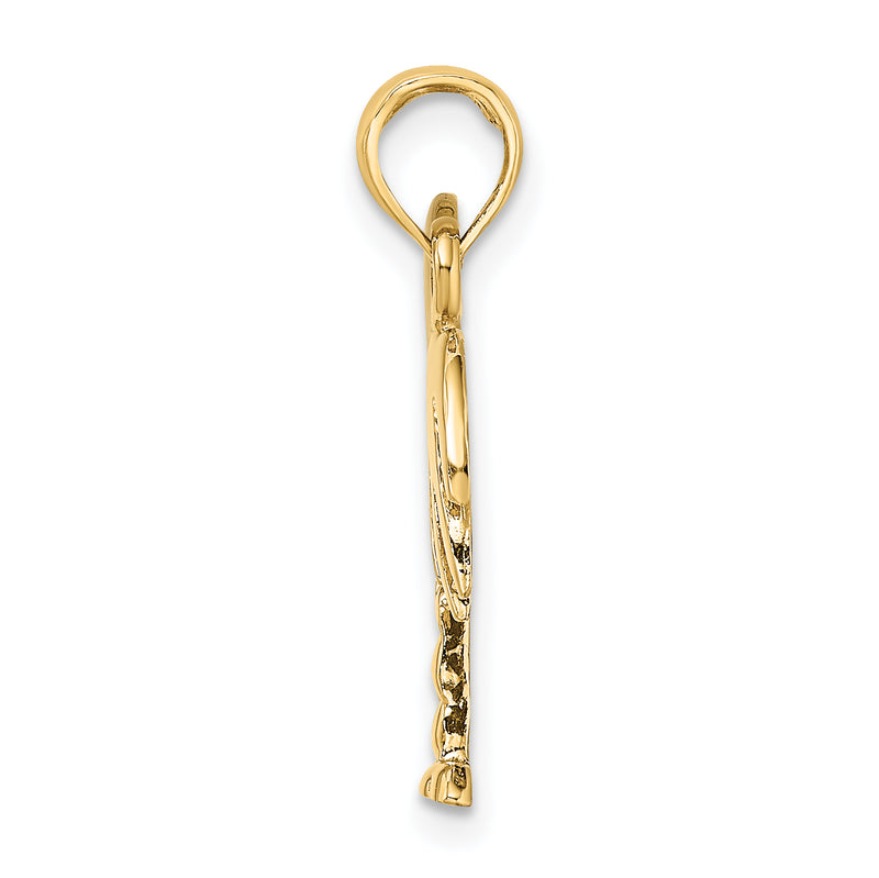 10K Yellow W/Rhodium 10K W/ Rhodium Polished Charelston Palm Tree Charm