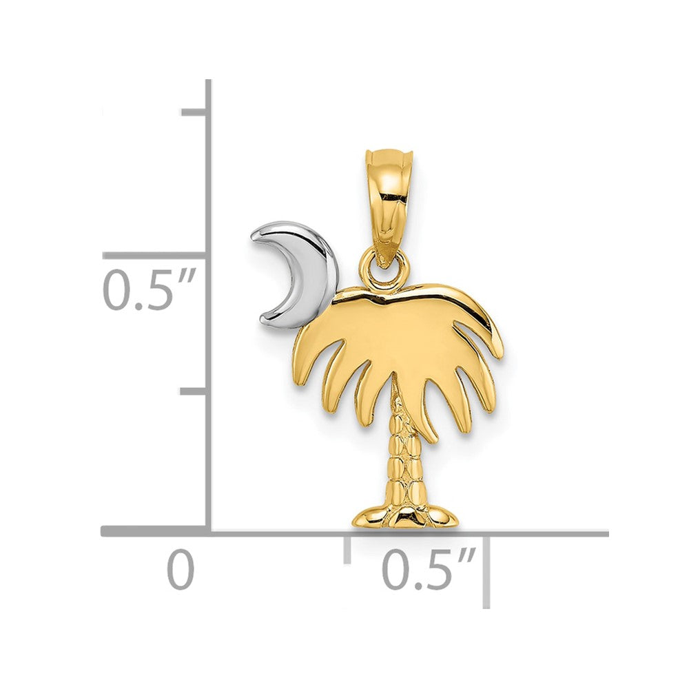 10K Yellow W/Rhodium 10K W/ Rhodium Charleston Palm Tree Charm