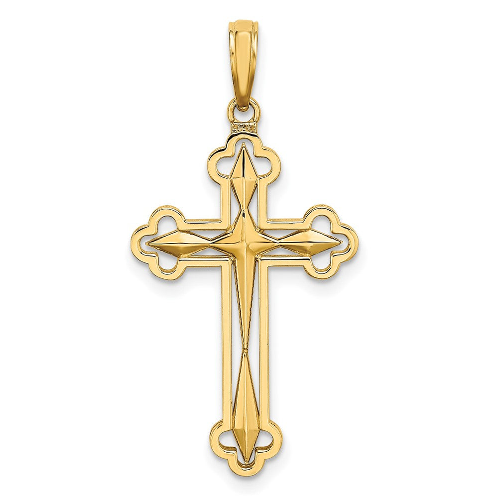 10K Yellow W/Rhodium 10K W/ Rhodium D/C Reversible Cross Charm