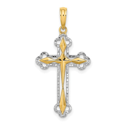 10K Yellow W/Rhodium 10K W/ Rhodium D/C Reversible Cross Charm