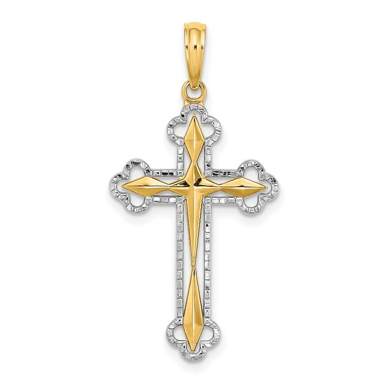 10K Yellow W/Rhodium 10K W/ Rhodium D/C Reversible Cross Charm