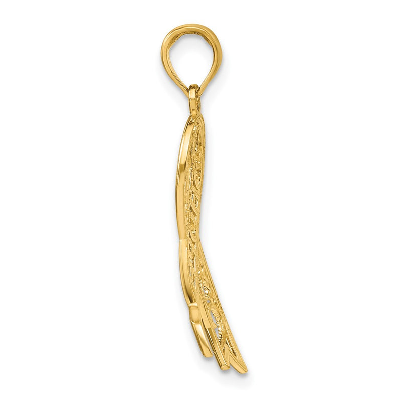 10K Yellow W/Rhodium 10K W/Rhodium Filigree Ribbon Hope Charm