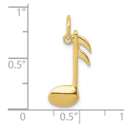 10K Yellow Gold Polished Flat-Backed Musical Note Charm