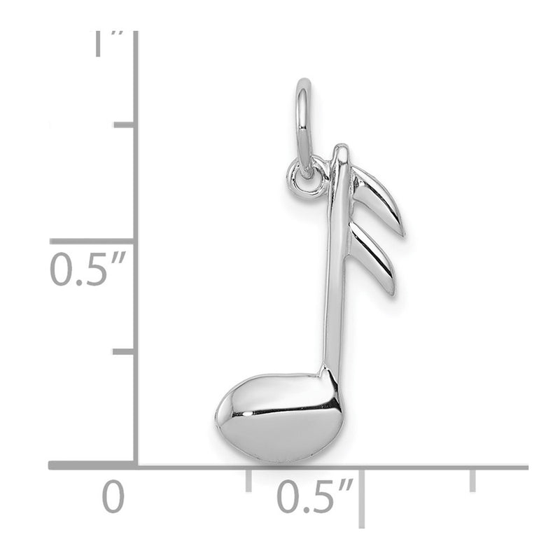 10K White Gold Polished Flat-Backed Musical Note Charm