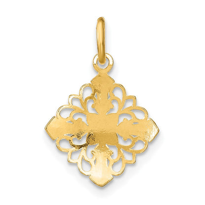 10K Yellow W/Rhodium 10K And D/C Filigree Medallion Charm