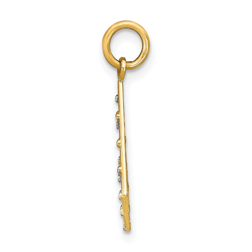 10K Yellow W/Rhodium 10K D/C Small Criss-Cross Charm