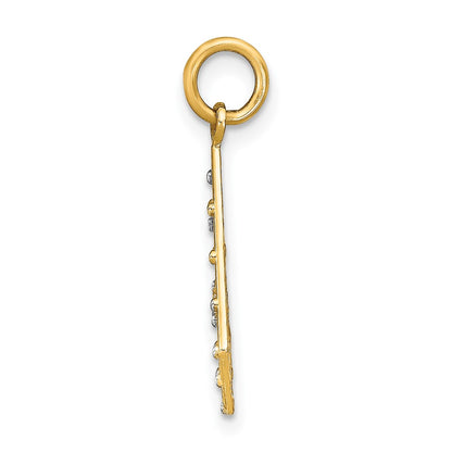 10K Yellow W/Rhodium 10K D/C Small Criss-Cross Charm
