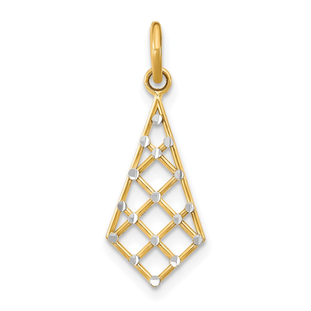 10K Yellow W/Rhodium 10K D/C Small Criss-Cross Charm