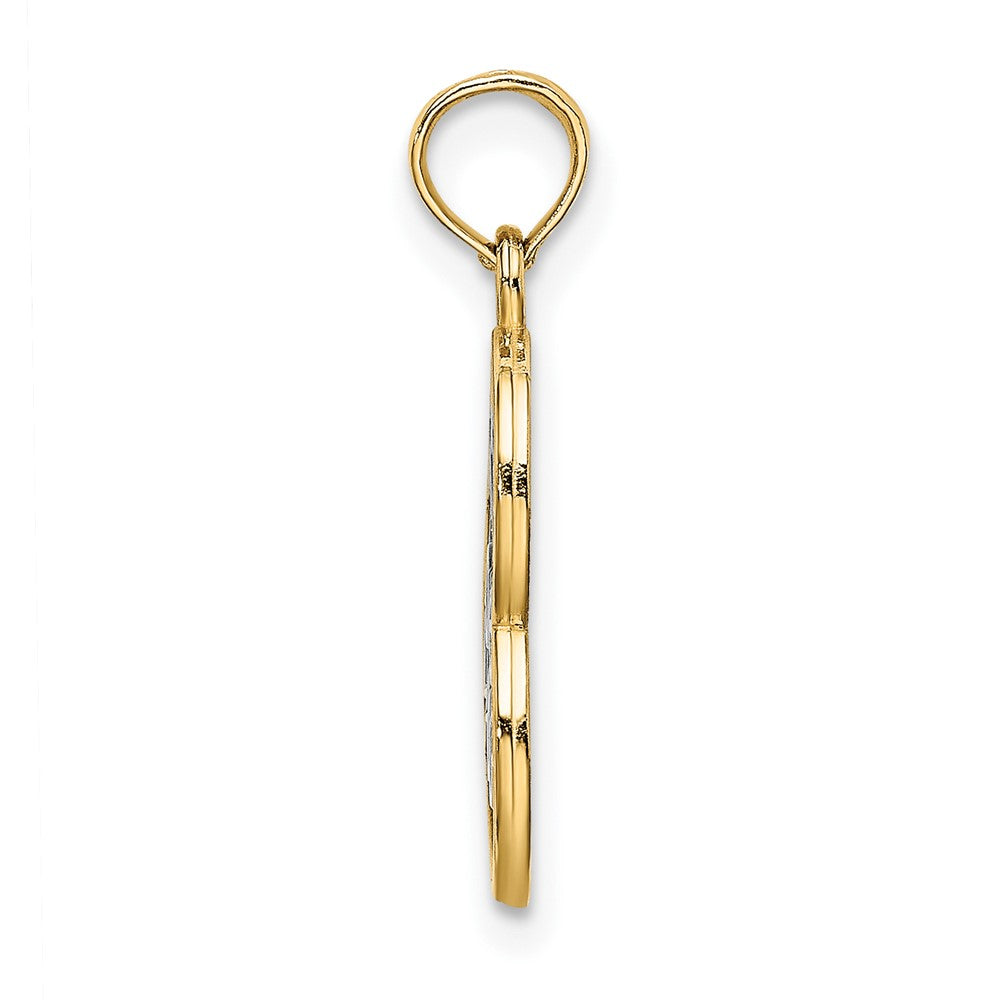 10K Yellow W/Rhodium 10K W/ Rhodium Live Love Laugh In Heart Charm