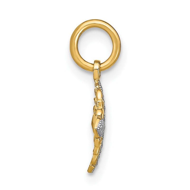 10K Yellow W/Rhodium 10K Mini Cross Medallion Charm